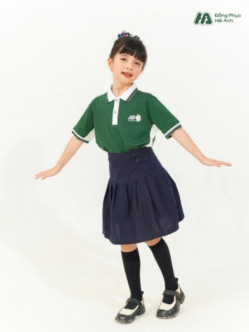 Mẫu Đồng Phục Mầm Non Màu Xanh Iris Phối Sườn - 3