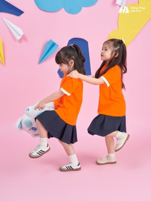 Mẫu Áo Thun Đồng Phục Mầm Non Hacool 01 Màu Cam Tươi - 1