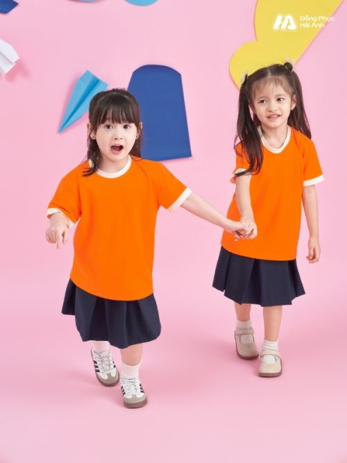 Mẫu Áo Thun Đồng Phục Mầm Non Hacool 01 Màu Cam Tươi - 2