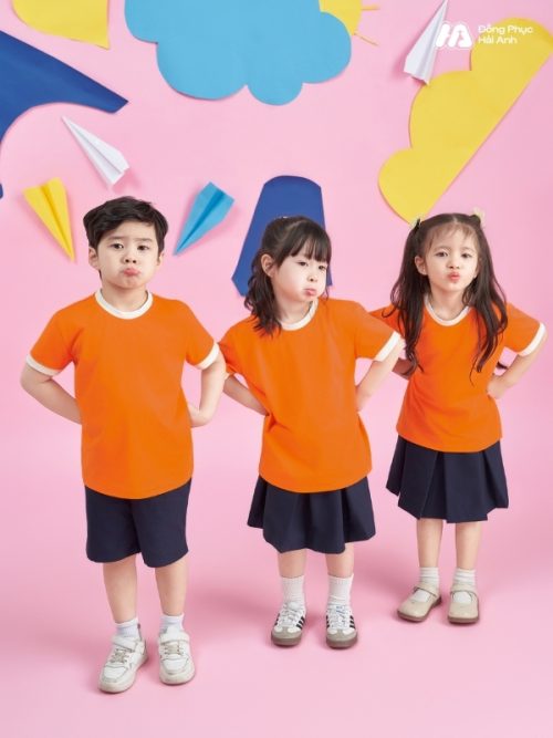 Mẫu Áo Thun Đồng Phục Mầm Non Hacool 01 Màu Cam Tươi - 3