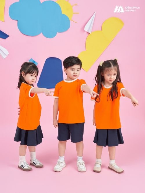 Mẫu Áo Thun Đồng Phục Mầm Non Hacool 01 Màu Cam Tươi - 4