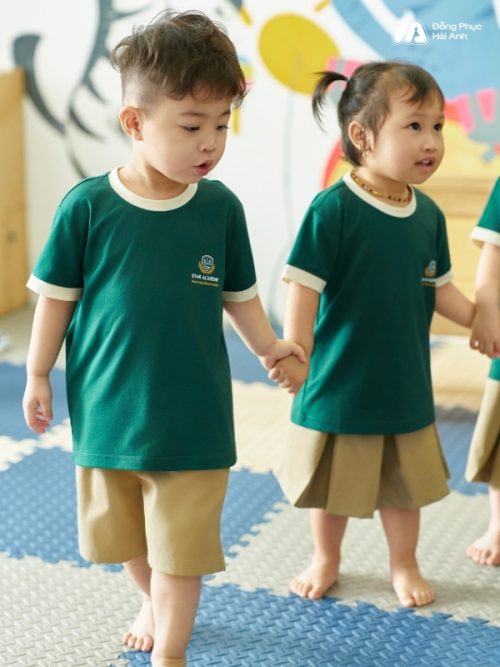 Mẫu Áo Thun Đồng Phục Mầm Non Hacool 01 Màu Xanh Iris - 1