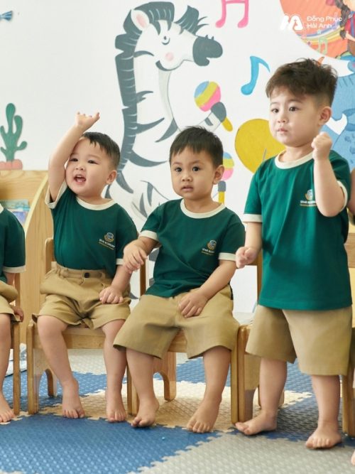 Mẫu Áo Thun Đồng Phục Mầm Non Hacool 01 Màu Xanh Iris - 2