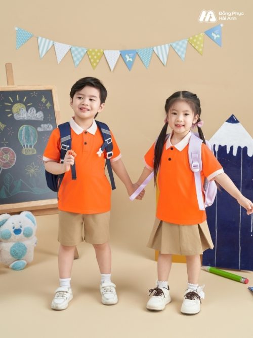 Mẫu Đồng Phục Mầm Non Hacool 02 Màu Cam Tươi - 1