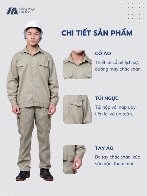 Mẫu Đồng Phục Bảo Hộ Lao Động Vải Kaki Protect 3.1 Mã 13 Màu Xám - 2
