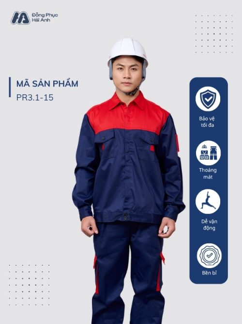 Mẫu Đồng Phục Bảo Hộ Lao Động Vải Kaki Protect 3.1 Mã 15 Màu Xanh Than - 1