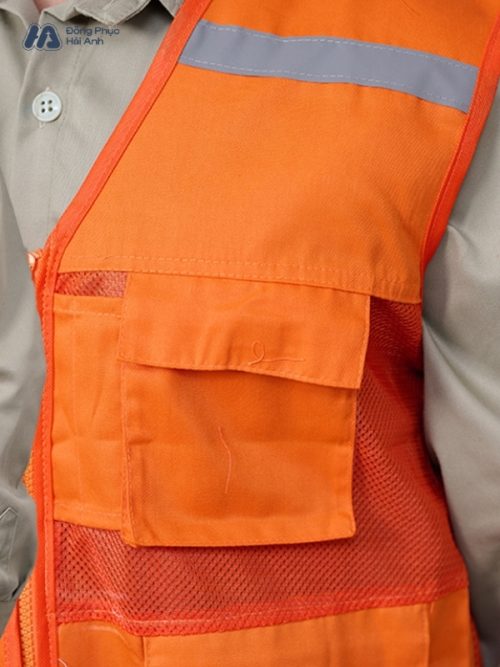 Mẫu Đồng Phục Áo Lưới Bảo Hộ Lao Động Mã 01 Màu Cam - Hình 2