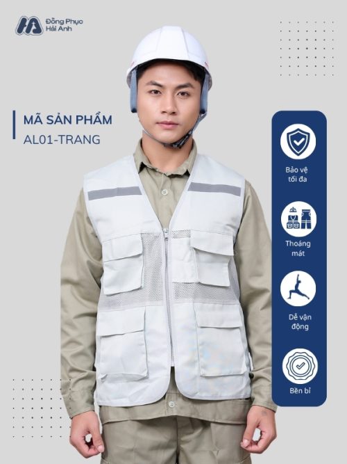 Mẫu Đồng Phục Áo Lưới Bảo Hộ Lao Động Mã 01 Màu Trắng - 1