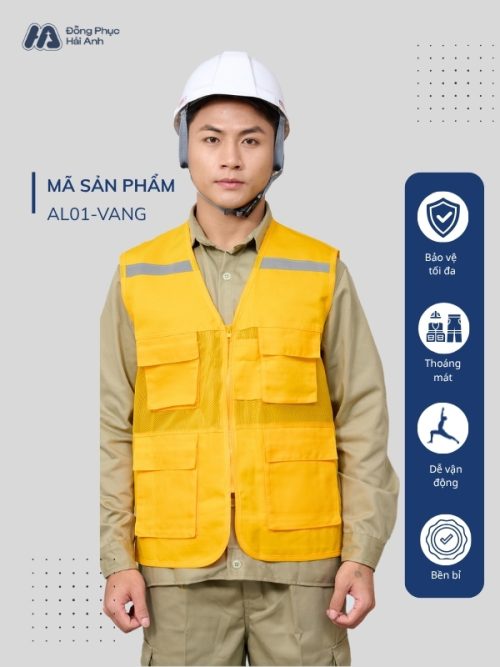 Mẫu Đồng Phục Áo Lưới Bảo Hộ Lao Động Mã 01 Màu Vàng - Hình 1
