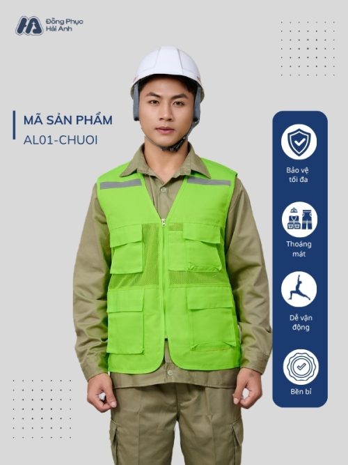 Mẫu Đồng Phục Áo Lưới Bảo Hộ Lao Động Mã 01 Màu Xanh Chuối - 1