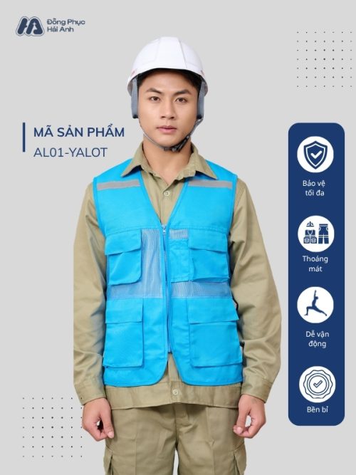 Mẫu Đồng Phục Áo Lưới Bảo Hộ Lao Động Mã 01 Màu Ya Lợt - Hình 1
