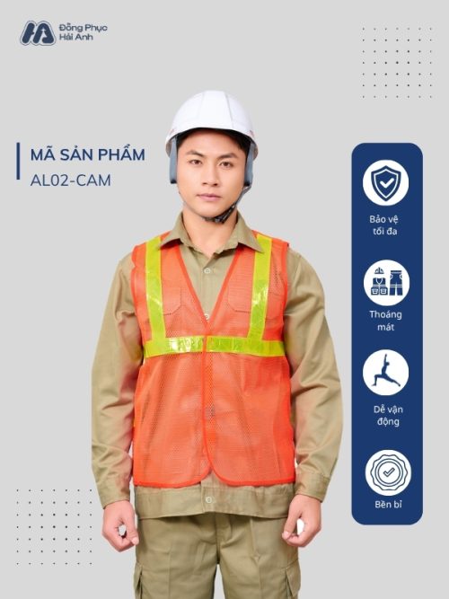 Mẫu Đồng Phục Áo Lưới Bảo Hộ Lao Động Mã 02 Màu Cam - 1