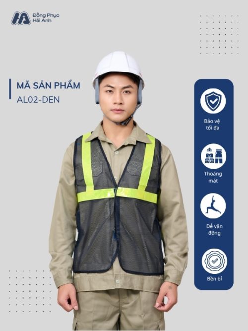 Mẫu Đồng Phục Áo Lưới Bảo Hộ Lao Động Mã 02 Màu Đen - 1