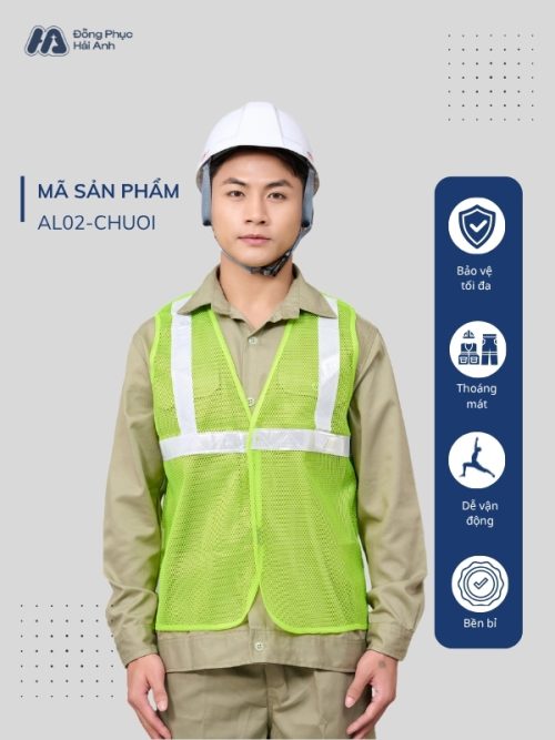 Mẫu Đồng Phục Áo Lưới Bảo Hộ Lao Động Mã 02 Màu Xanh Chuối - 1