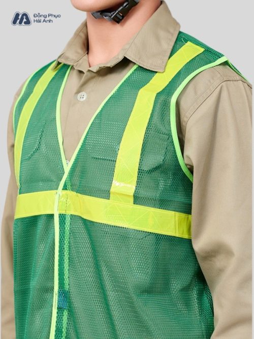 Mẫu Đồng Phục Áo Lưới Bảo Hộ Lao Động Mã 02 Màu Xanh Lá - 2