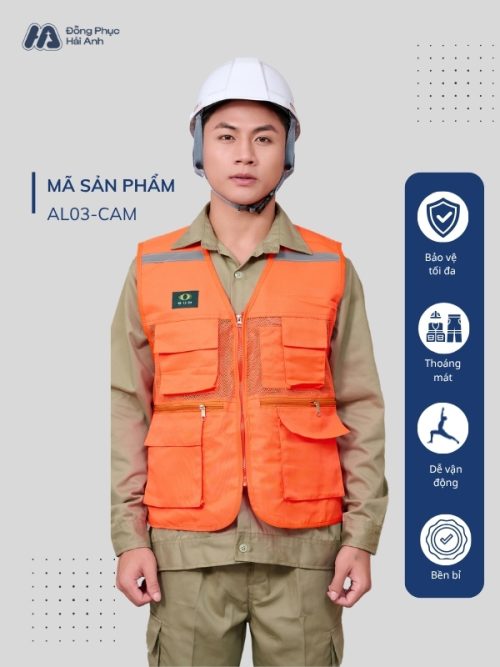 Mẫu Đồng Phục Áo Lưới Bảo Hộ Lao Động Mã 03 Màu Cam - Hình 1