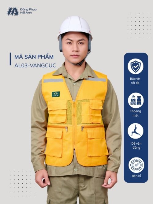 Mẫu Đồng Phục Áo Lưới Bảo Hộ Lao Động Mã 03 Màu Vàng Cúc - Hình 1