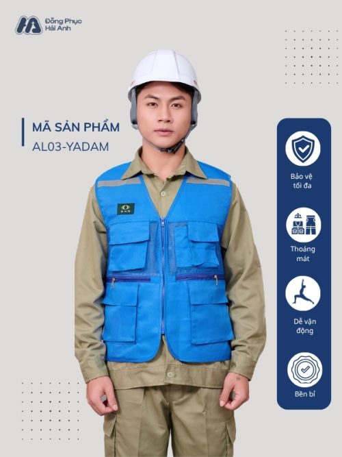Mẫu Đồng Phục Áo Lưới Bảo Hộ Lao Động Mã 03 Màu Ya Đậm - Hình 1