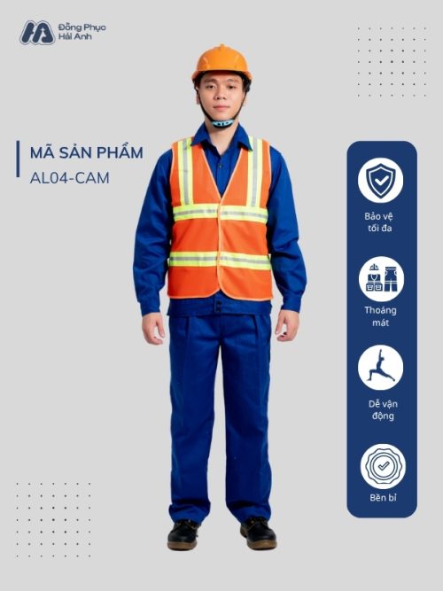Mẫu Đồng Phục Áo Lưới Bảo Hộ Lao Động Mã 04 Màu Cam - 1