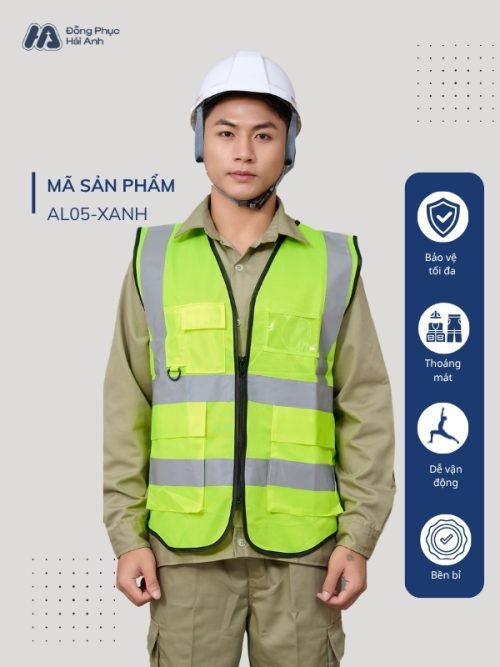 Mẫu Đồng Phục Áo Lưới Bảo Hộ Lao Động Mã 05 Màu Xanh Chuối - Hình 1