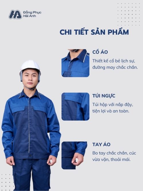 Mẫu Đồng Phục Bảo Hộ Lao Động Vải Kaki 65 Mã 07 Màu Xanh Đen - 2