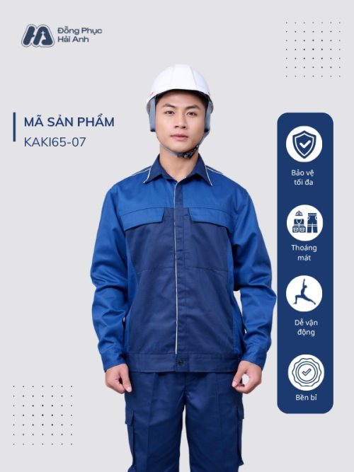 Mẫu Đồng Phục Bảo Hộ Lao Động Vải Kaki 65 Mã 07 Màu Xanh Đen - 1