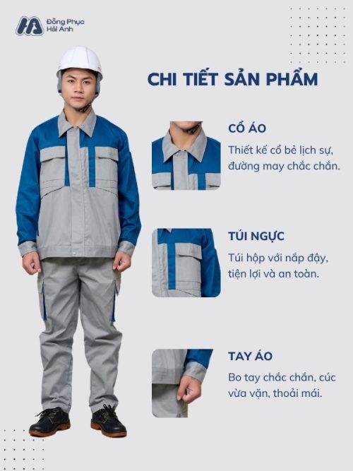 Mẫu Đồng Phục Bảo Hộ Lao Động Vải Kaki 65 Mã 29 Màu Bích - 2