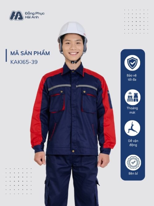 Mẫu Đồng Phục Bảo Hộ Lao Động Vải Kaki 65 Mã 39 Màu Xanh Than - 1