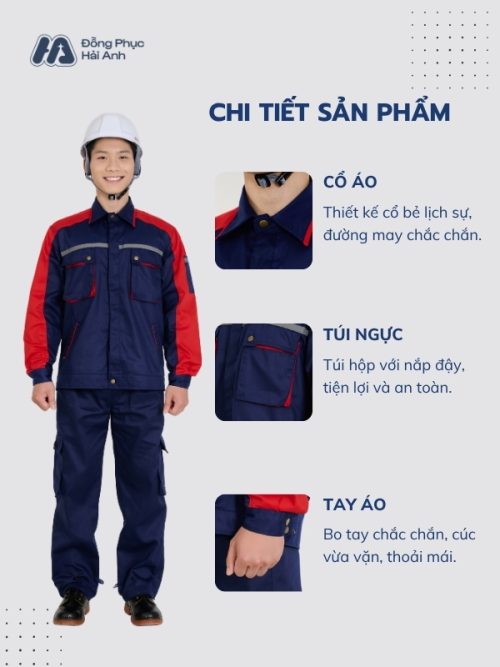 Mẫu Đồng Phục Bảo Hộ Lao Động Vải Kaki 65 Mã 39 Màu Xanh Than - 2