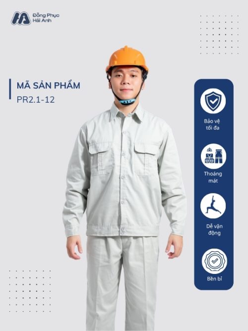 Mẫu Đồng Phục Bảo Hộ Lao Động Vải Kaki Protect 2.1 Mã 12 Màu Xám Nhạt - 1