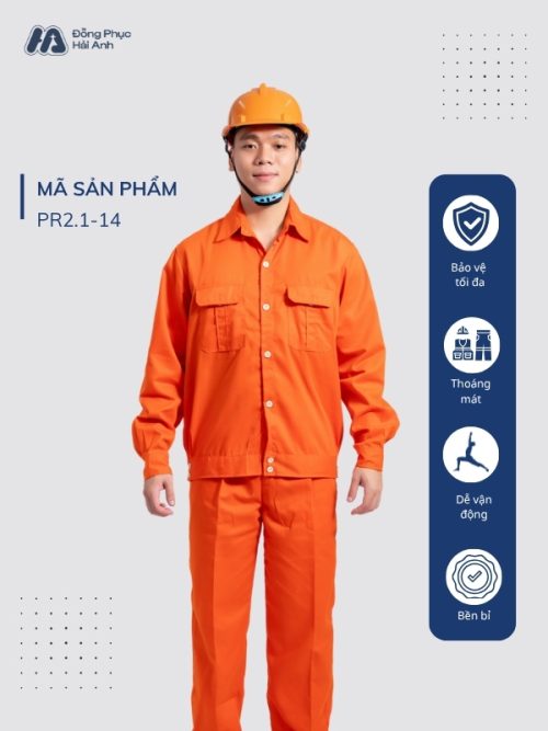 Mẫu Đồng Phục Bảo Hộ Lao Động Vải Kaki Protect 2.1 Mã 14 Màu Cam - 1