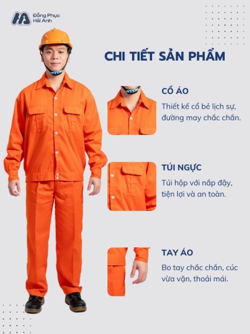 Mẫu Đồng Phục Bảo Hộ Lao Động Vải Kaki Protect 2.1 Mã 14 Màu Cam - 2