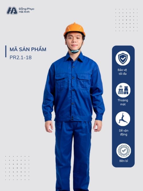 Mẫu Đồng Phục Bảo Hộ Lao Động Vải Kaki Protect 2.1 Mã 18 Màu Bích - 1