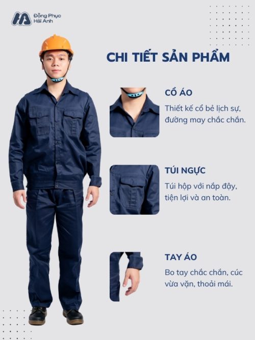 Mẫu Đồng Phục Bảo Hộ Lao Động Vải Kaki Protect 2.1 Mã 19 Màu Xanh Đen - 2