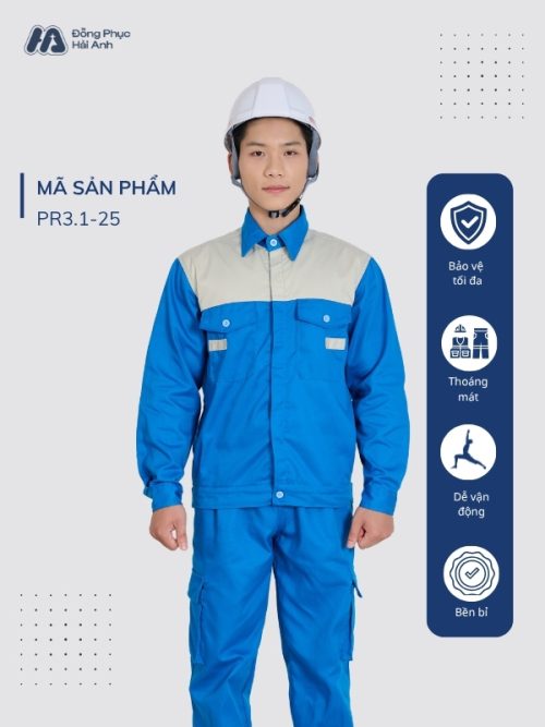 Mẫu Đồng Phục Bảo Hộ Lao Động Vải Kaki Protect 3.1 Mã 25 Màu Bích - 1