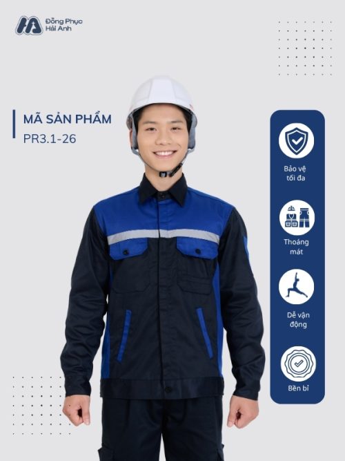 Mẫu Đồng Phục Bảo Hộ Lao Động Vải Kaki Protect 3.1 Mã 26 Màu Xanh Đen - 1