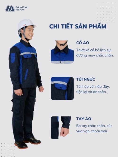 Mẫu Đồng Phục Bảo Hộ Lao Động Vải Kaki Protect 3.1 Mã 26 Màu Xanh Đen - 2
