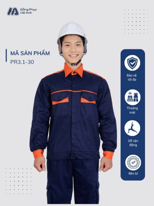 Mẫu Đồng Phục Bảo Hộ Lao Động Vải Kaki Protect 3.1 Mã 30 Màu Xanh Than - 1