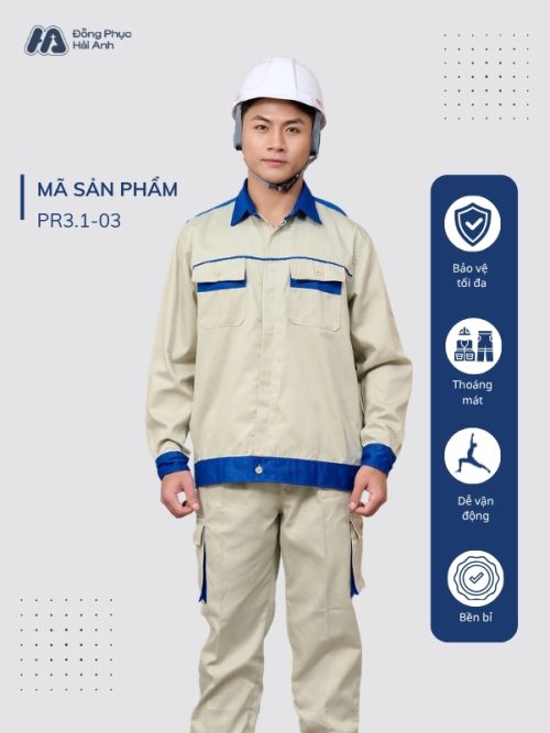 Mẫu Đồng Phục Bảo Hộ Lao Động Vải Kaki Protect 3.1 Mã 03 Màu Be - 1