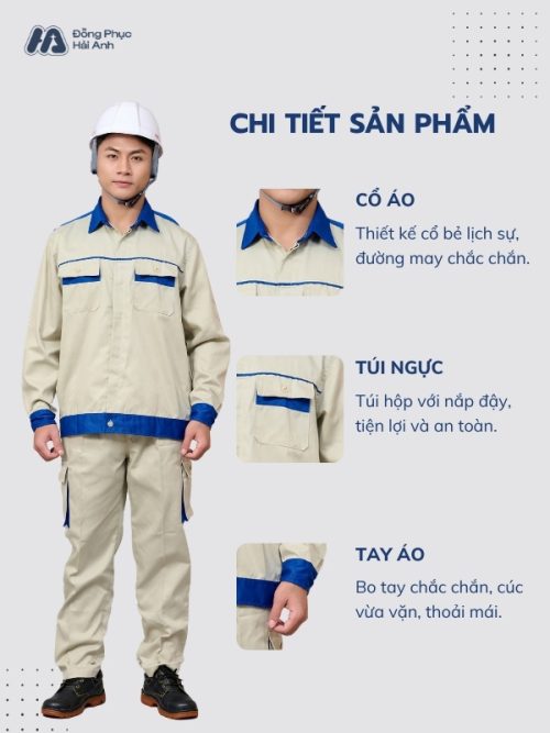 Mẫu Đồng Phục Bảo Hộ Lao Động Vải Kaki Protect 3.1 Mã 03 Màu Be - 2