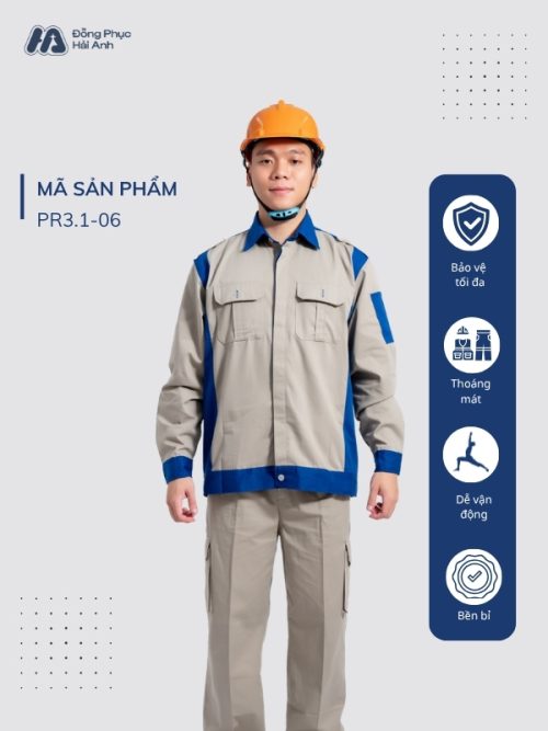 Mẫu Đồng Phục Bảo Hộ Lao Động Vải Kaki Protect 3.1 Mã 06 Màu Xám - 1