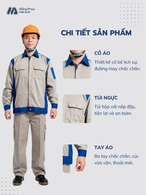 Mẫu Đồng Phục Bảo Hộ Lao Động Vải Kaki Protect 3.1 Mã 06 Màu Xám - 2