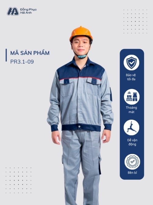 Mẫu Đồng Phục Bảo Hộ Lao Động Vải Kaki Protect 3.1 Mã 09 Màu Xanh Nhạt - 1