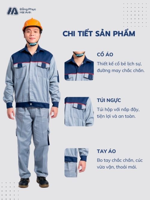 Mẫu Đồng Phục Bảo Hộ Lao Động Vải Kaki Protect 3.1 Mã 09 Màu Xanh Nhạt - 2