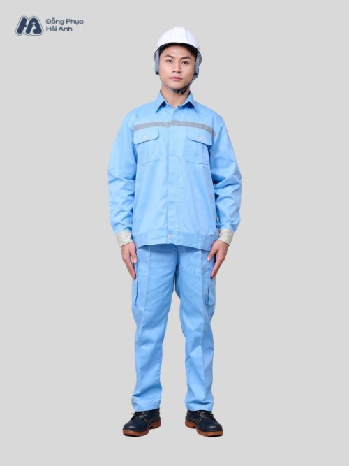 Mẫu Đồng Phục Bảo Hộ Lao Động Vải Kaki Protect 3.1 Mã 22 Màu Xanh Nhạt - 4