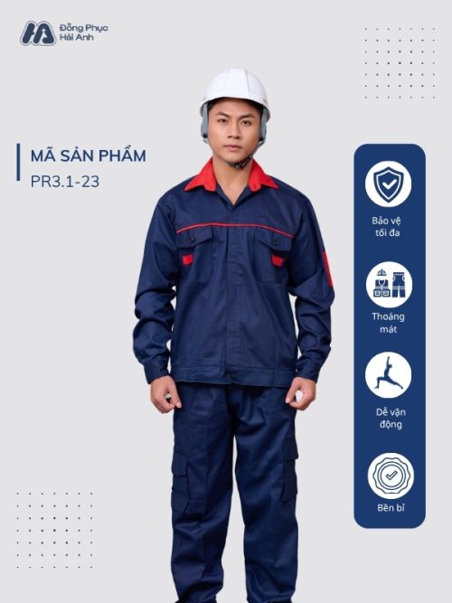 Mẫu Đồng Phục Bảo Hộ Lao Động Vải Kaki Protect 3.1 Mã 23 Màu Xanh Navy - 1