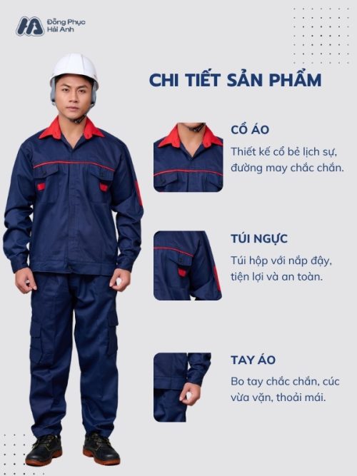 Mẫu Đồng Phục Bảo Hộ Lao Động Vải Kaki Protect 3.1 Mã 23 Màu Xanh Navy - 2