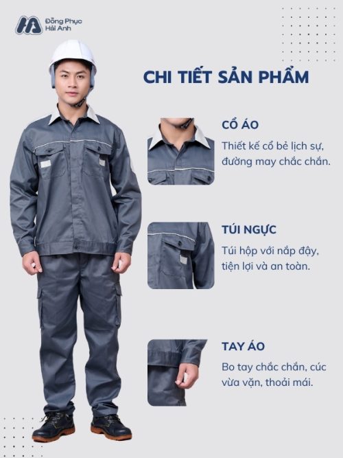 Mẫu Đồng Phục Bảo Hộ Lao Động Vải Kaki Protect 3.1 Mã 31 Màu Ghi - 2