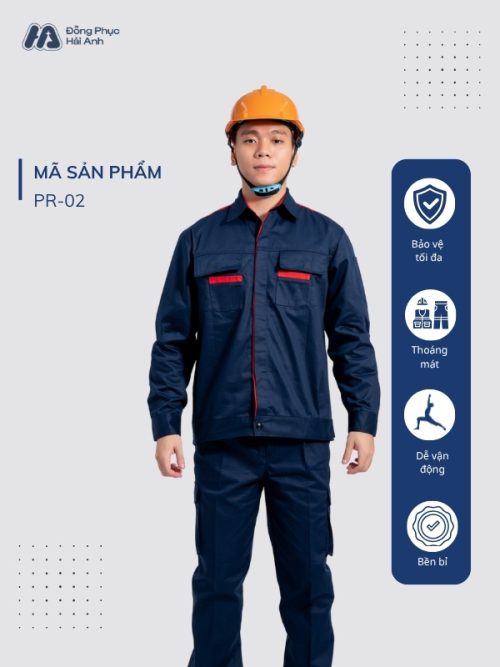 Mẫu Đồng Phục Bảo Hộ Lao Động Vải Pangrim 2.1 Mã 02 Màu Xanh Than - 1