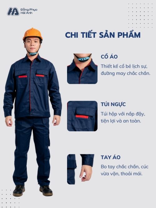Mẫu Đồng Phục Bảo Hộ Lao Động Vải Pangrim 2.1 Mã 02 Màu Xanh Than - 2